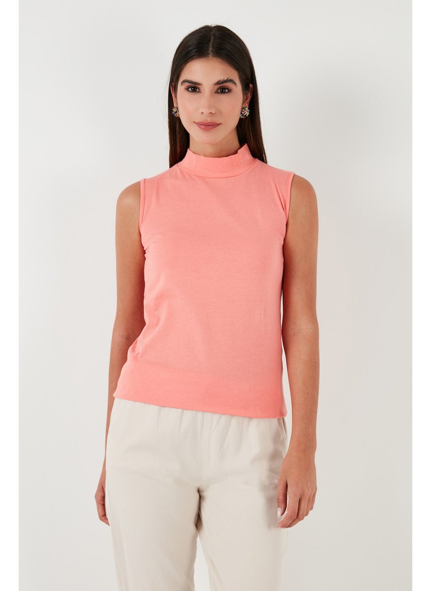 Cotton Sleeveless High Collar T Shirt Women's T Shirt 5865710
