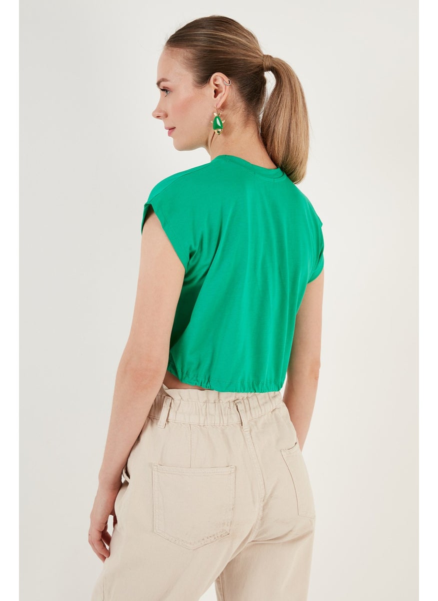 Crew Neck Cotton Crop T Shirt Women's T Shirt 5865587