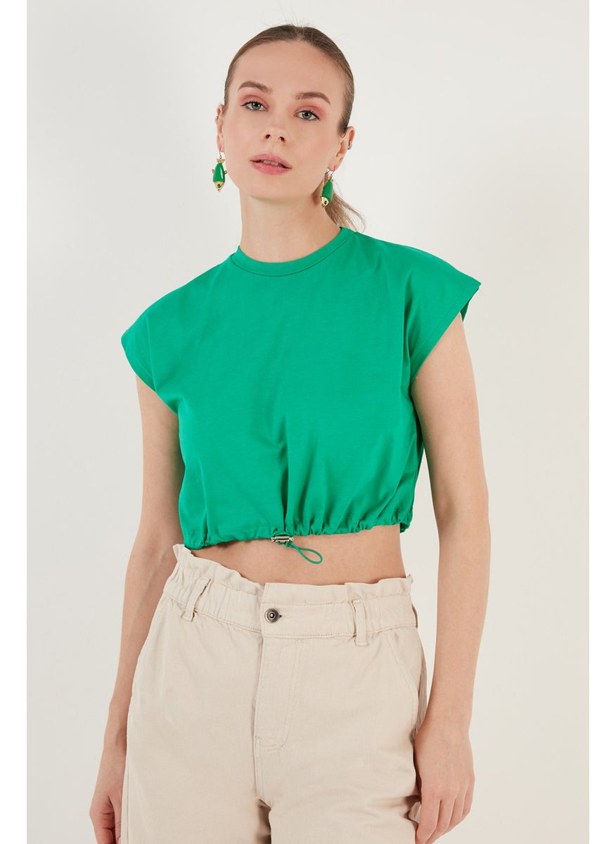Crew Neck Cotton Crop T Shirt Women's T Shirt 5865587