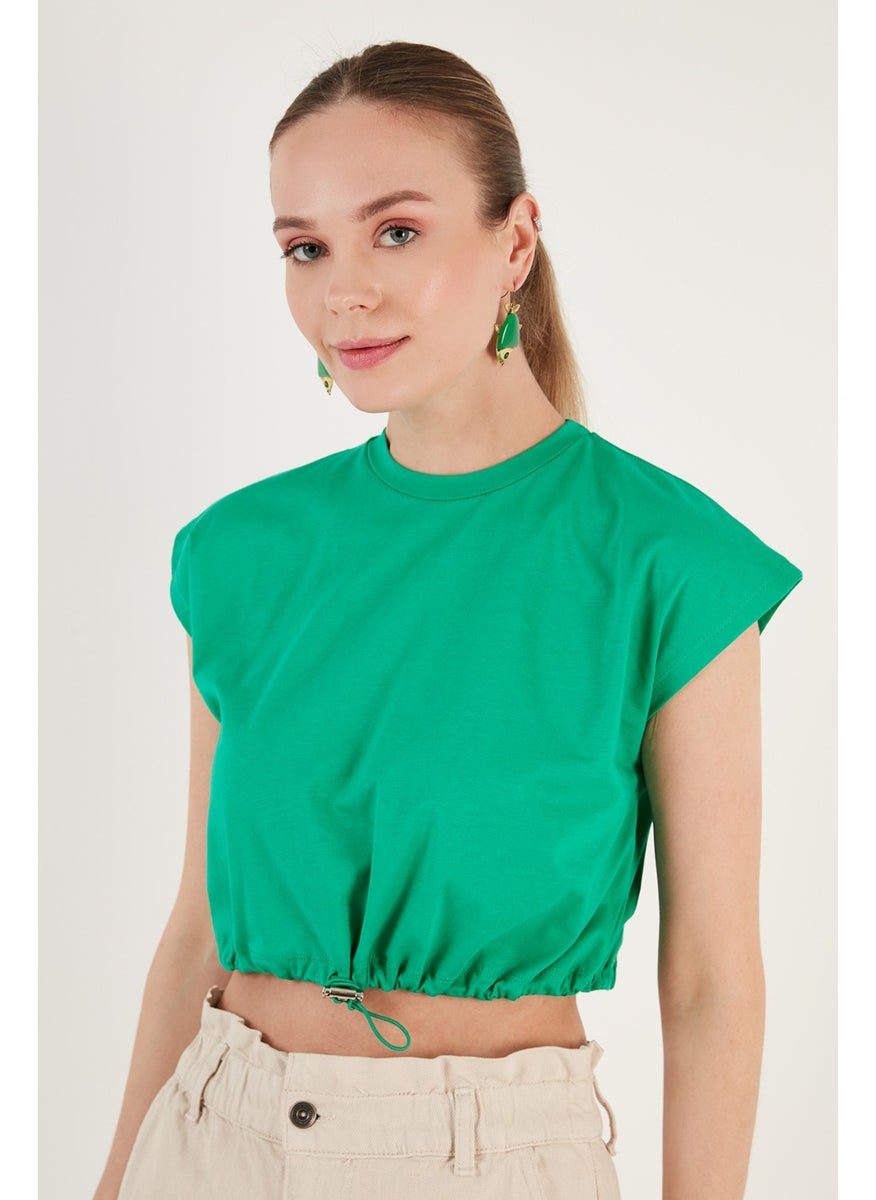 Crew Neck Cotton Crop T Shirt Women's T Shirt 5865587