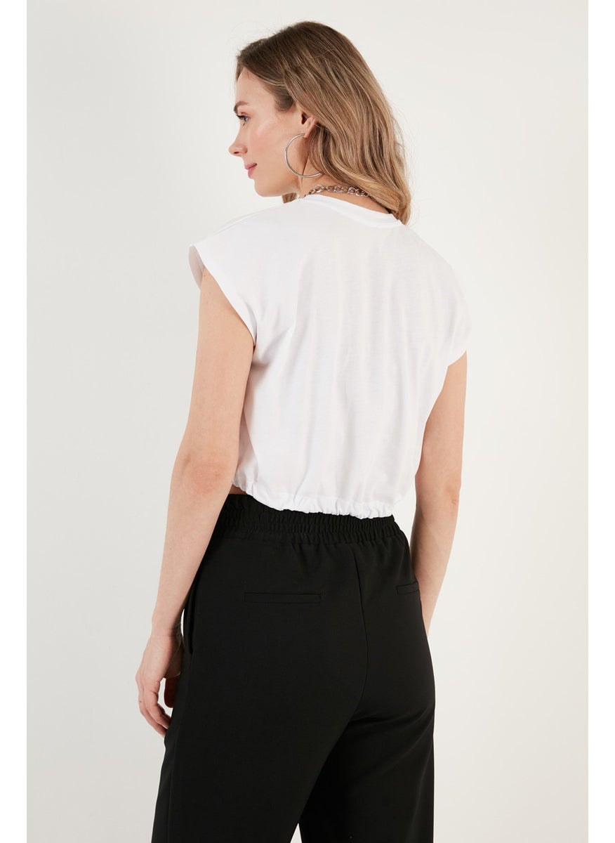 Crew Neck Cotton Crop T Shirt Women's T Shirt 5865587