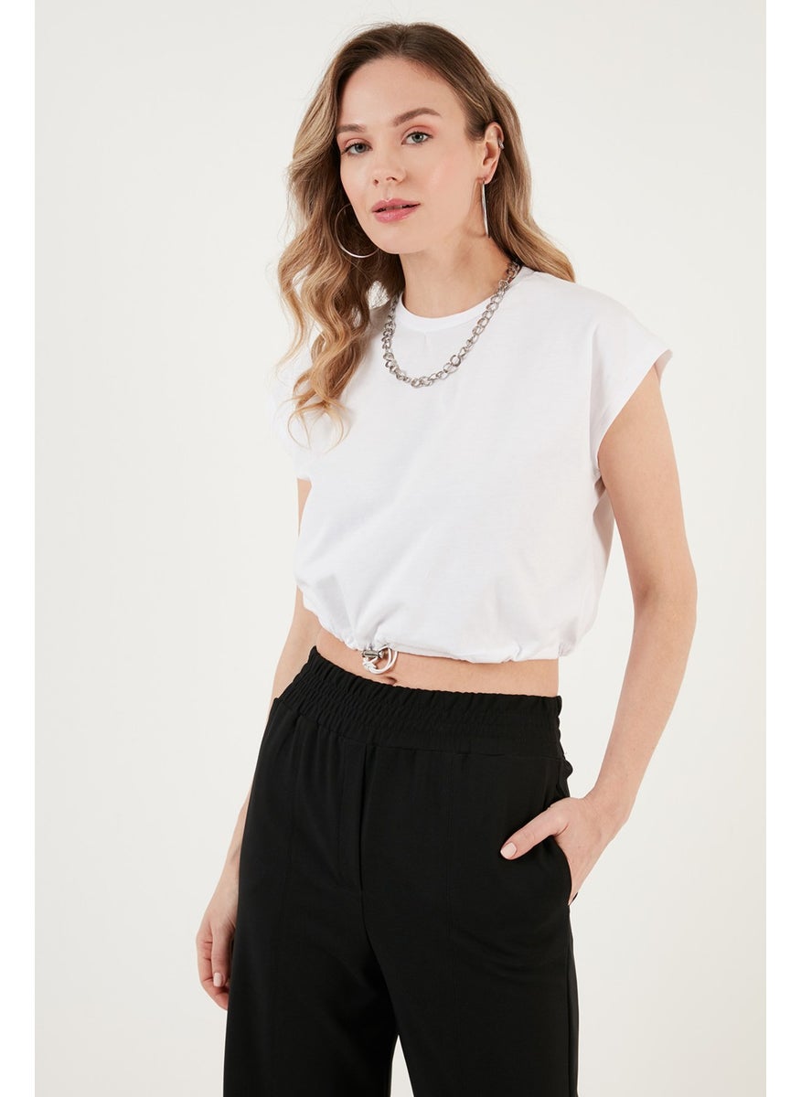 Crew Neck Cotton Crop T Shirt Women's T Shirt 5865587