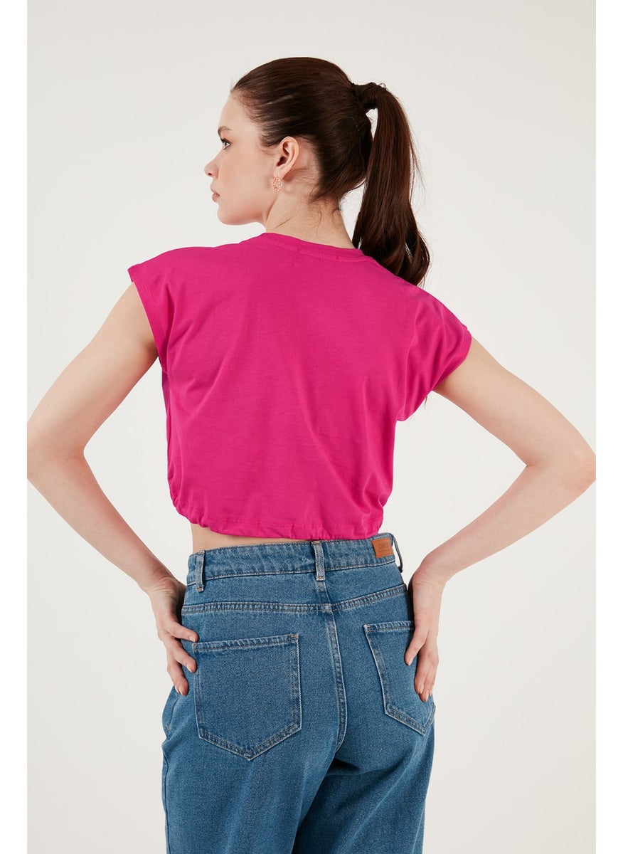 Crew Neck Cotton Crop T Shirt Women's T Shirt 5865587