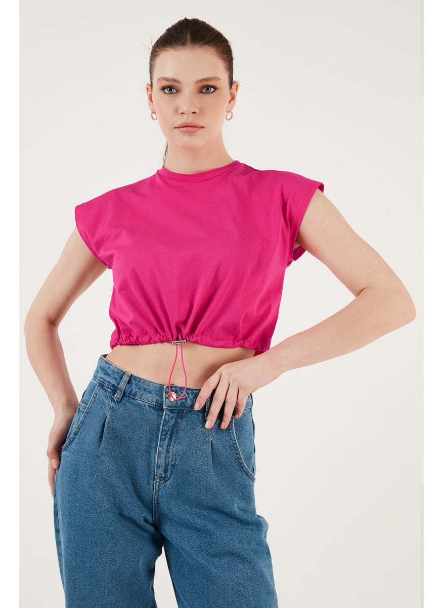 Crew Neck Cotton Crop T Shirt Women's T Shirt 5865587