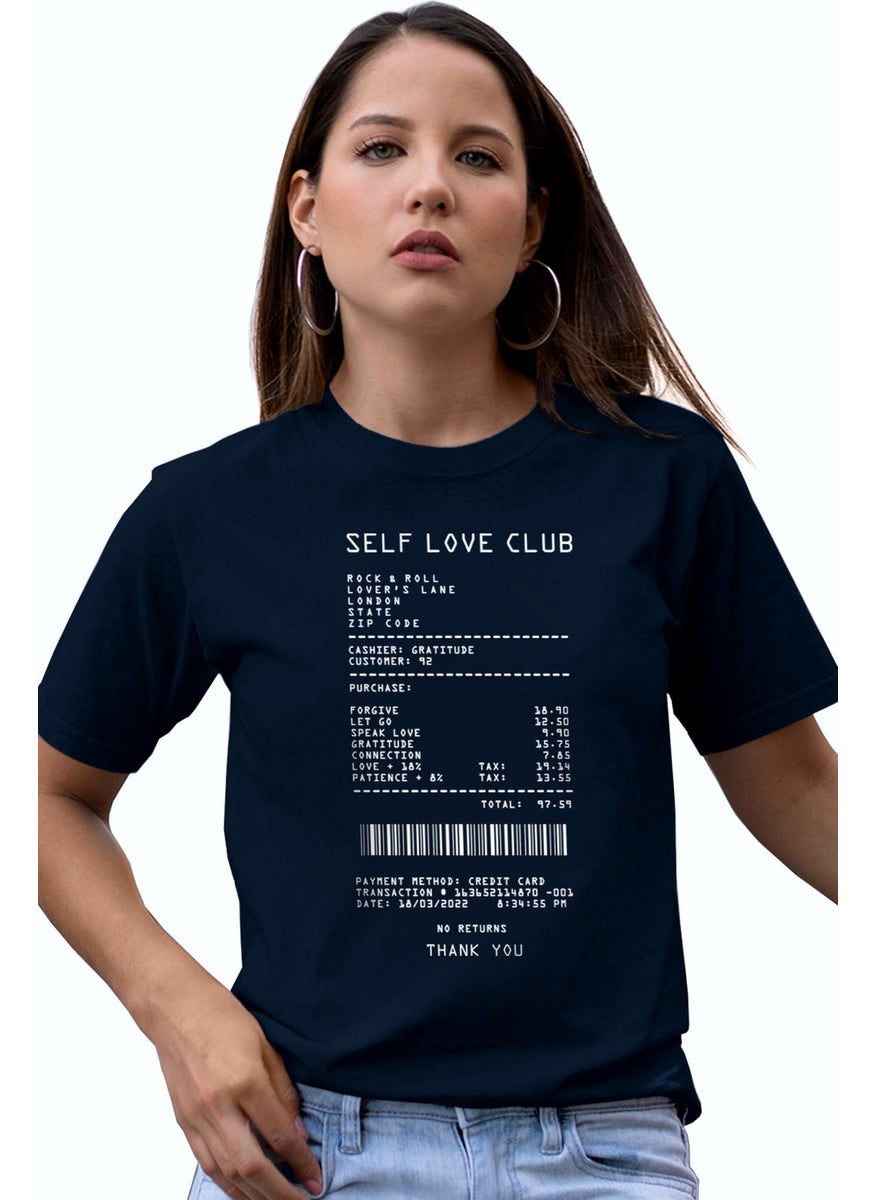 Retail Love Receipt Navy Blue Short Sleeve Women's T-Shirt