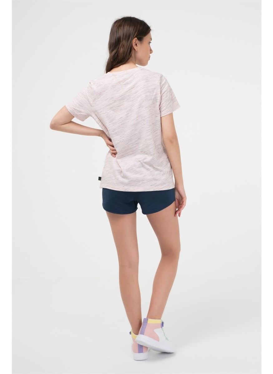 Pink Color Black Fleece Women's Short Sleeve T-Shirt