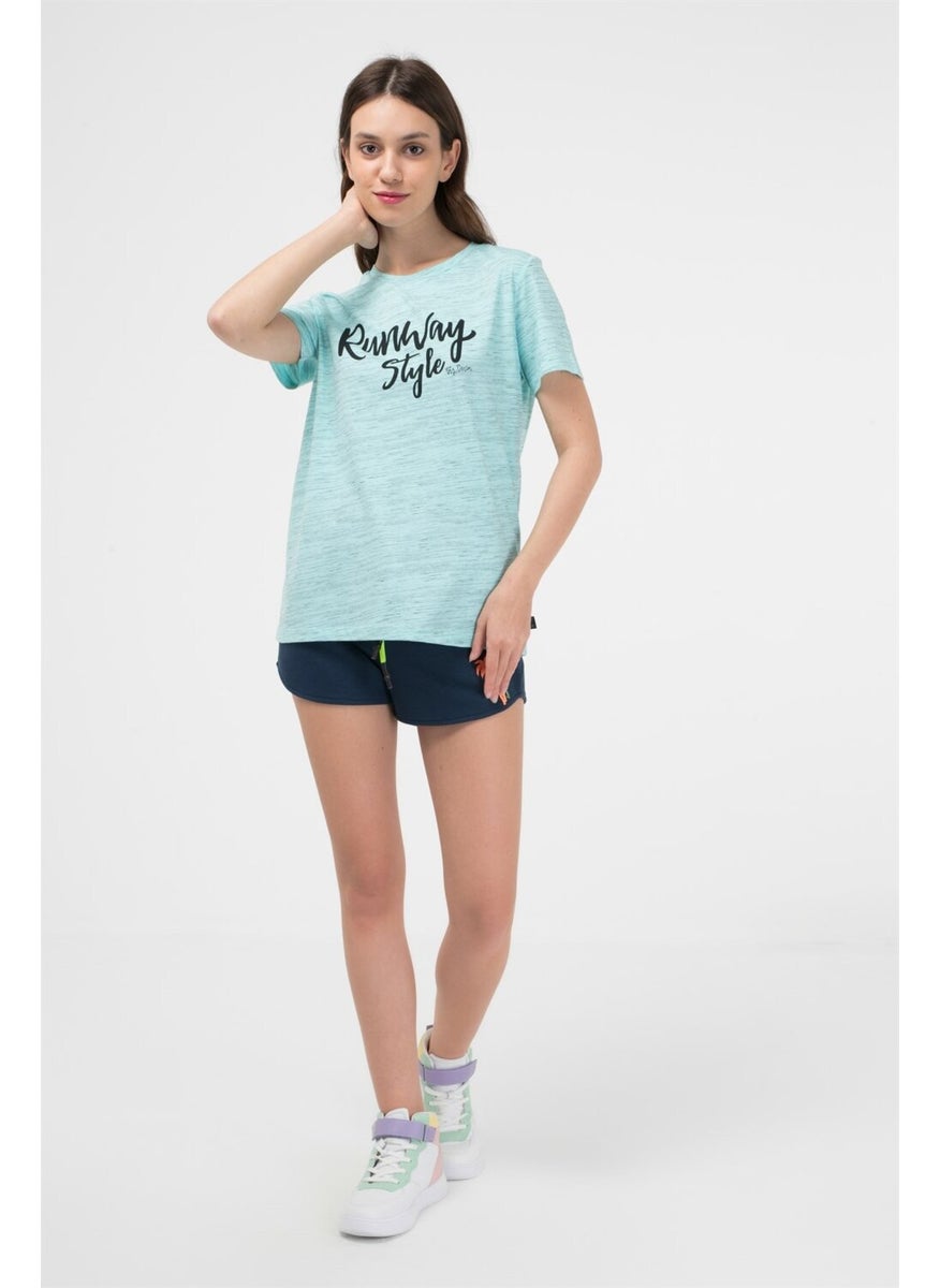 Blue Color Black Fleece Women's Short Sleeve T-Shirt