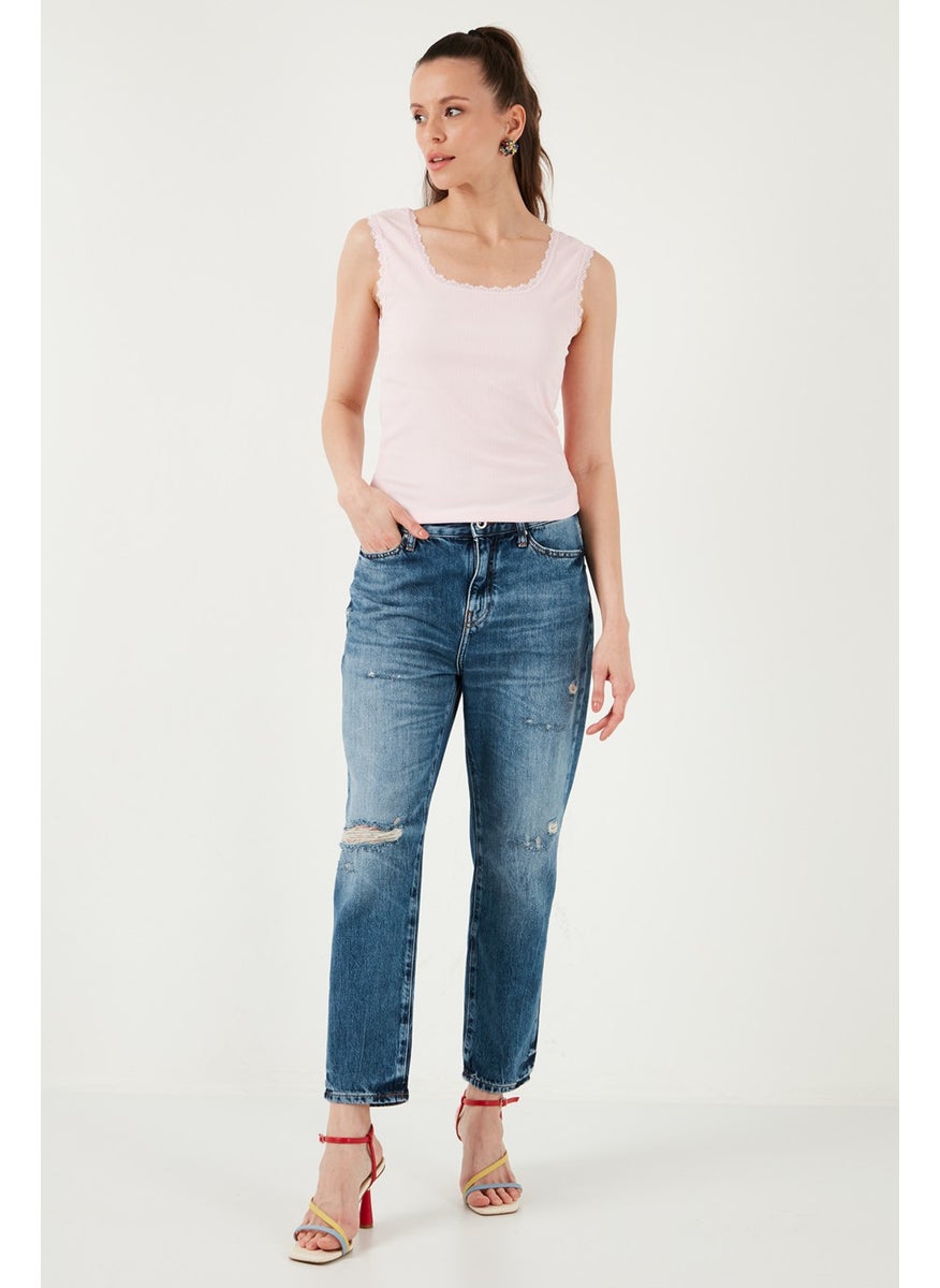 Slim Fit Thick Strap Lace Square Collar Wrinkled Athlete Women's Athlete 5864979