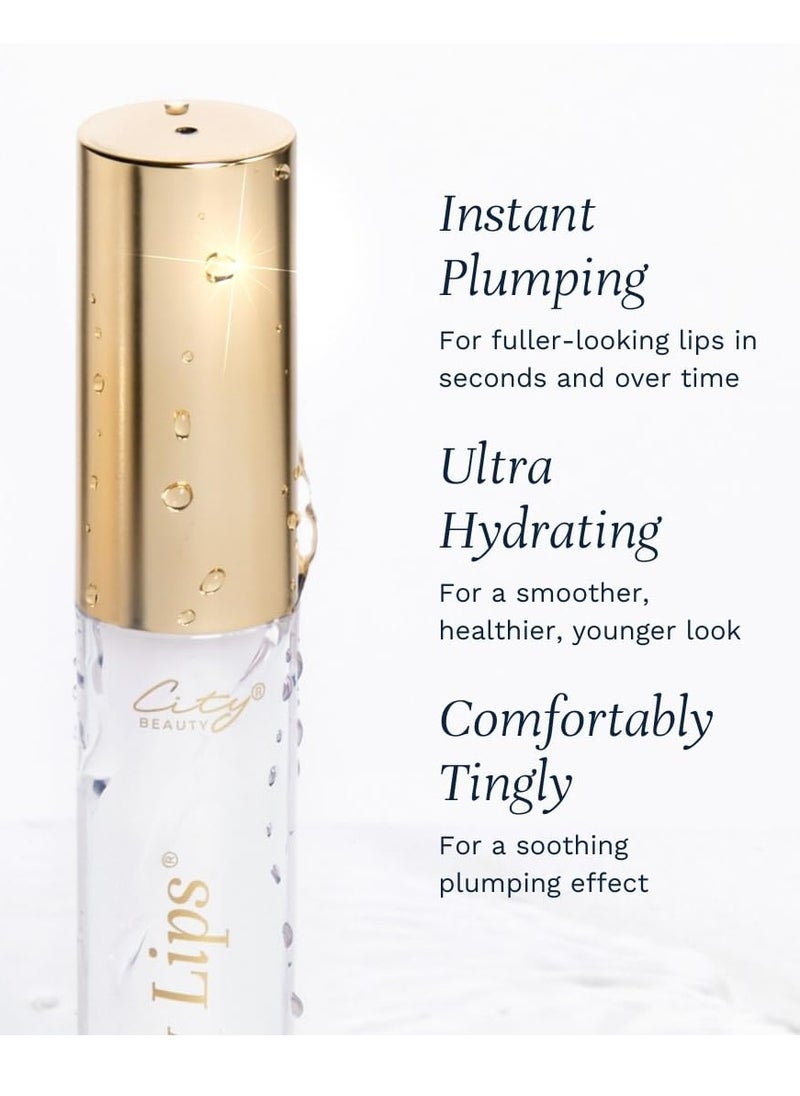 City Beauty City Lips Clear - Plumping Lip Gloss - Hydrate & Volumize - High Shine Lip Plumper - Hyaluronic Acid & Peptides Visibly Smooth Lip Wrinkles - Cruelty-Free