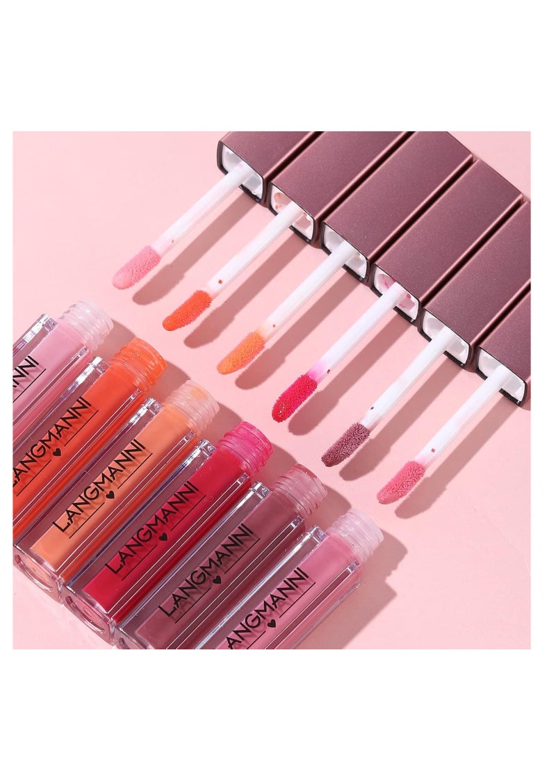 LANGMANNI 12Pcs Lip gloss Collection Makeup Set, Shiny Smooth Soft Liquid Lip Glosses Lip Stain With Rich Varied Colors For Girls And Women Makeup (Glossy-A)