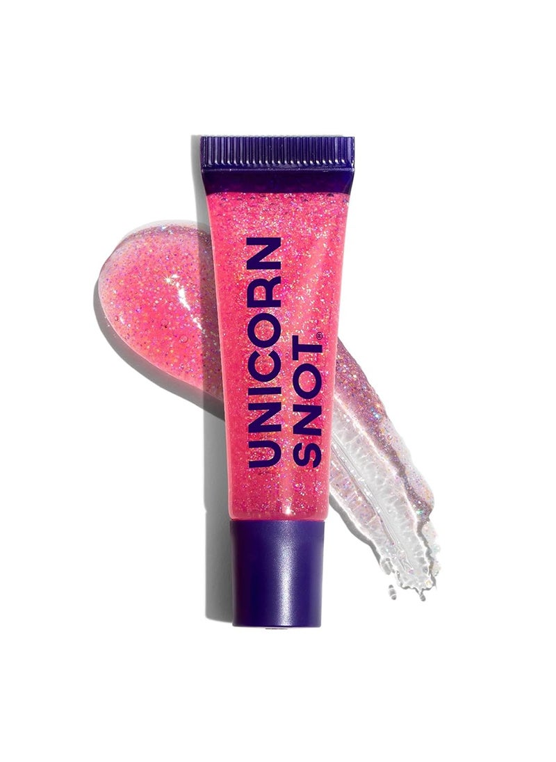 UNICORN SNOT Glitter Lip Gloss - Sparkly Lip Shine - Stocking Stuffers for Women, Gifts for Teen Girls - Vegan & Cruelty-Free Non-Sticky Formula Lip Gloss Glitter Makeup - Holographic Pink (Flamingo)