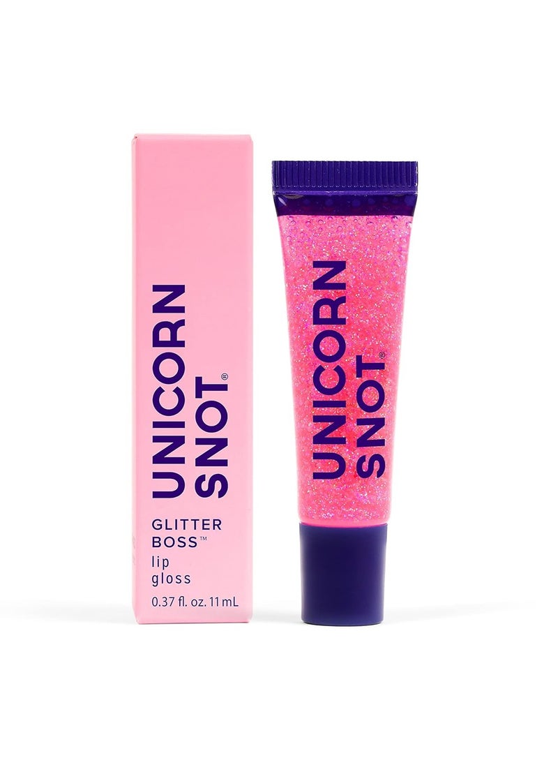 UNICORN SNOT Glitter Lip Gloss - Sparkly Lip Shine - Stocking Stuffers for Women, Gifts for Teen Girls - Vegan & Cruelty-Free Non-Sticky Formula Lip Gloss Glitter Makeup - Holographic Pink (Flamingo)