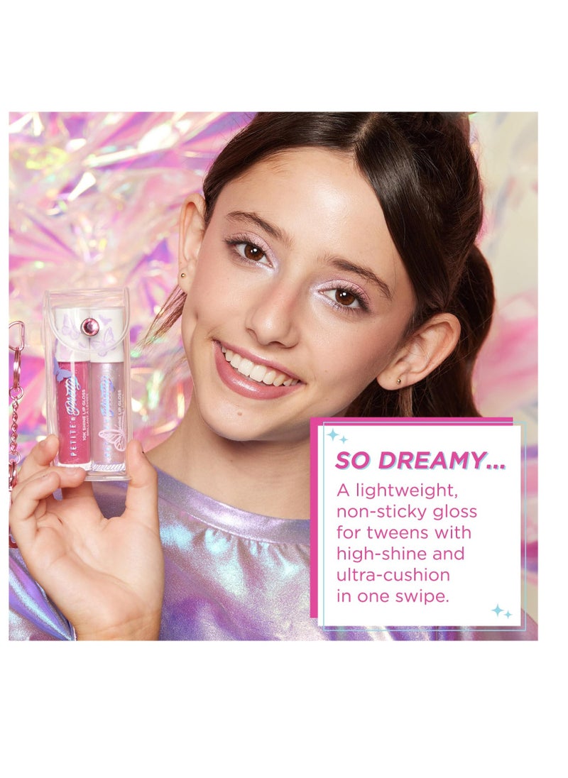 Petite 'N Pretty So Dreamy 10K Shine Lip Gloss Duo—Makeup for Girls, Kids, Tweens, Teens—High Shine, Lightweight, Made in the USA (First Freeze and Rosy Dreams)—Limited Edition