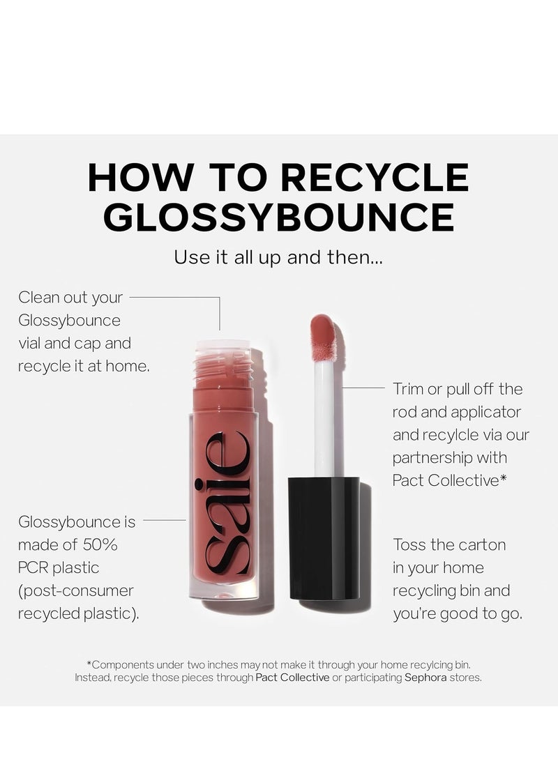 Saie Glossybounce High-Shine Hydrating Lip Gloss Oil - Sheer Tinted Lip Oil with Hyaluronic Acid + Jojoba Oil for Long-Lasting Moisture - Kiss (.17 oz)