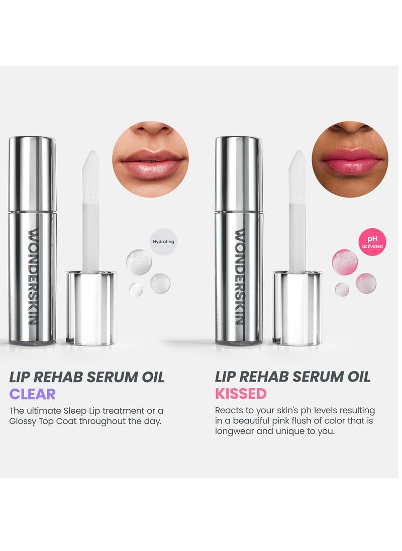 Wonderskin Lip Oil - Lip Rehab Serum Oil, Hydrating and Moisturizing Clear Lip Oil for Dry Lips - Natural, Vegan and Non-sticky Lip Gloss Oil