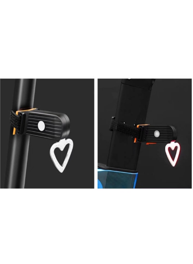 Red Light Heart-Shaped Taillight Bicycle Taillight Outdoor High-Brightness Safety Warning Light Flashing Light, Road Bike Mountain Bike Night Riding Safety Equipment