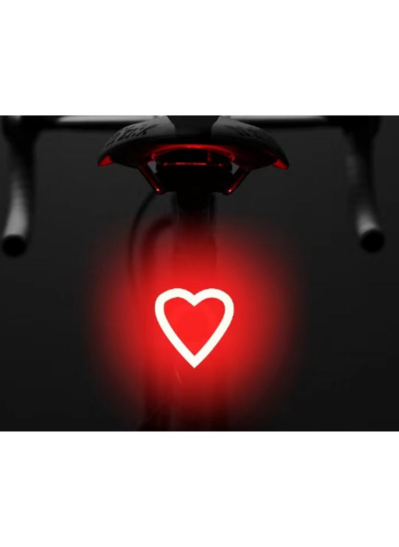 Red Light Heart-Shaped Taillight Bicycle Taillight Outdoor High-Brightness Safety Warning Light Flashing Light, Road Bike Mountain Bike Night Riding Safety Equipment