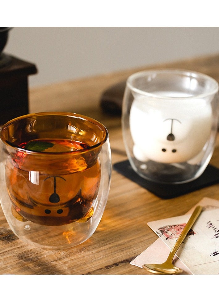 Bear Glass Cup Household Double-layer Glass Cup High Borosilicate Milk Cup Coffee Cup Breakfast Cup Double-layer Glass Water Cup