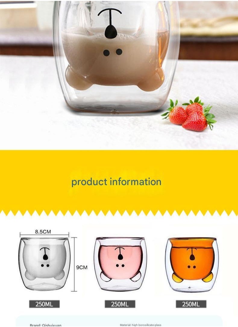 Bear Glass Cup Household Double-layer Glass Cup High Borosilicate Milk Cup Coffee Cup Breakfast Cup Double-layer Glass Water Cup