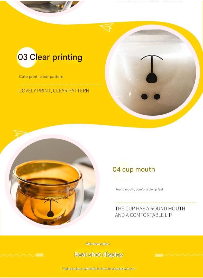 Bear Glass Cup Household Double-layer Glass Cup High Borosilicate Milk Cup Coffee Cup Breakfast Cup Double-layer Glass Water Cup