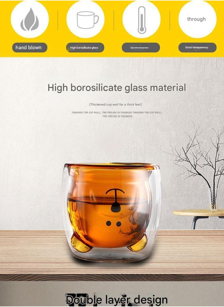 Bear Glass Cup Household Double-layer Glass Cup High Borosilicate Milk Cup Coffee Cup Breakfast Cup Double-layer Glass Water Cup