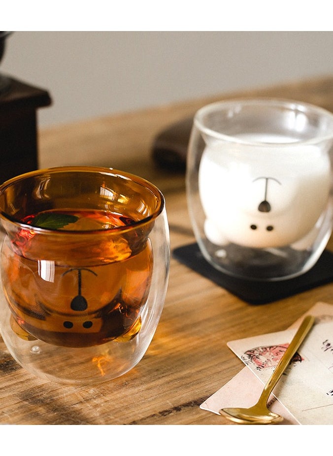 Bear Glass Cup Household Double-layer Glass Cup High Borosilicate Milk Cup Coffee Cup Breakfast Cup Double-layer Glass Water Cup