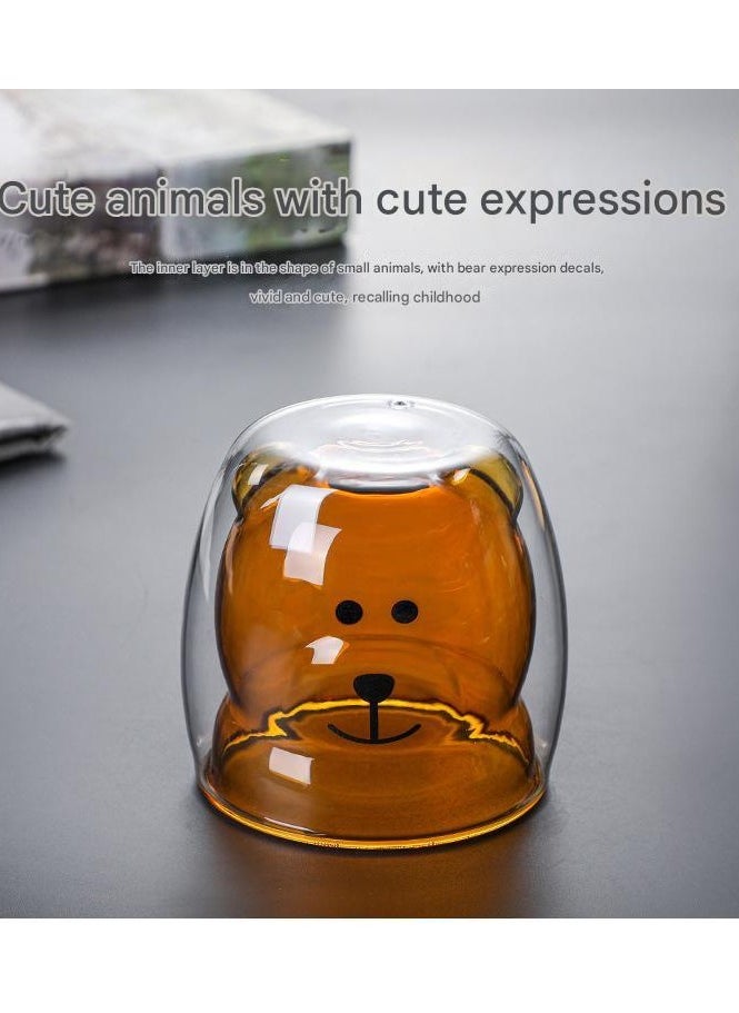 Creative Cartoon Double-layer Glass Teddy Bear Cup Home Coffee Juice Milk Cup Drinking Cup Coffee Cup