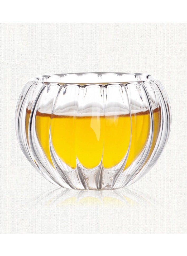 Handmade Glass Pumpkin Cup Transparent Double-layer Heat-resistant And Heat-insulating Creative Cup Kung Fu Flower Tea Cup