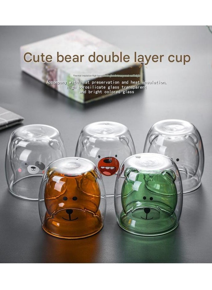 Creative Cartoon Double-layer Glass Teddy Bear Cup Home Coffee Juice Milk Cup Drinking Cup Coffee Cup