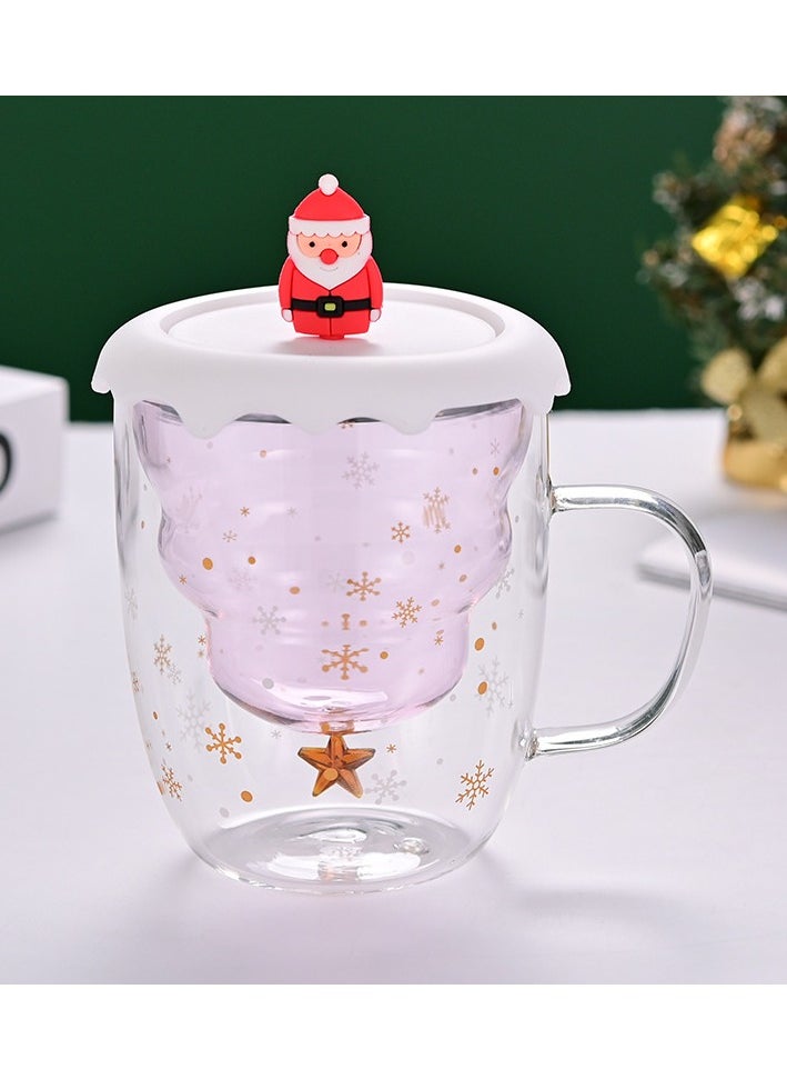 Double Layer Insulated Christmas Cup With Lid Coffee Cup High Borosilicate Glass Cup Wholesale High Temperature Resistant And High Aesthetic Glass Cup