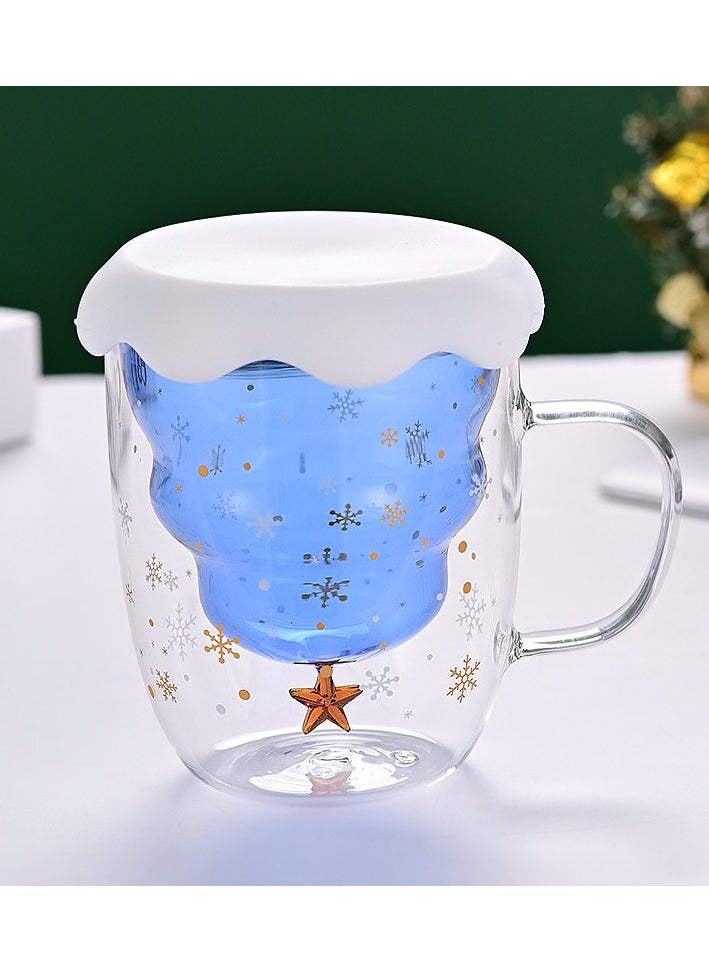 Double Layer Insulated Christmas Cup With Lid Coffee Cup High Borosilicate Glass Cup Wholesale High Temperature Resistant And High Aesthetic Glass Cup