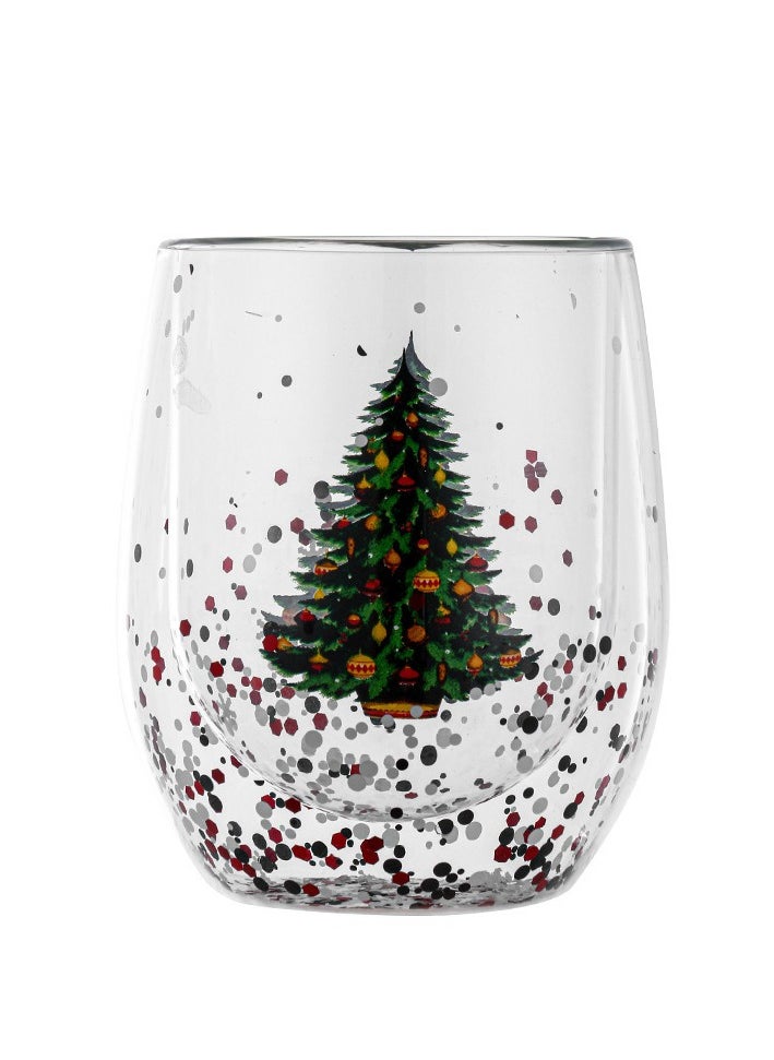 Creative Flowing Sequins Double-layer Glass Christmas Tree Cup High Borosilicate Glass Coffee Cup Milk Breakfast Glass Cup