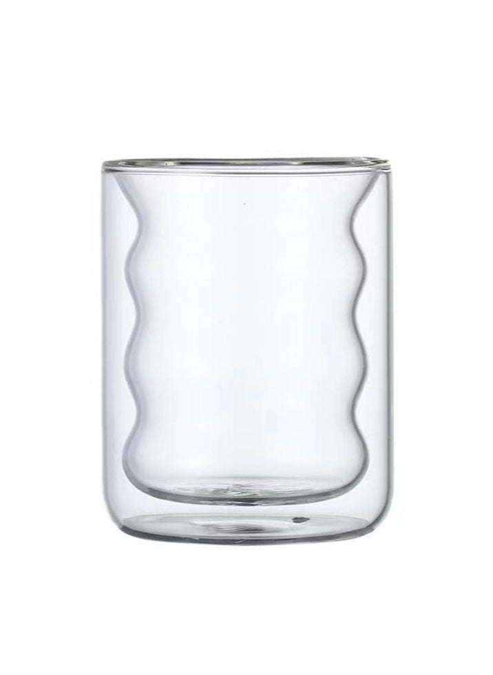 Threaded Double-layer Glass Cup Creative High Borosilicate Glass Milk Coffee Cup Household Insulated Drinking Cup