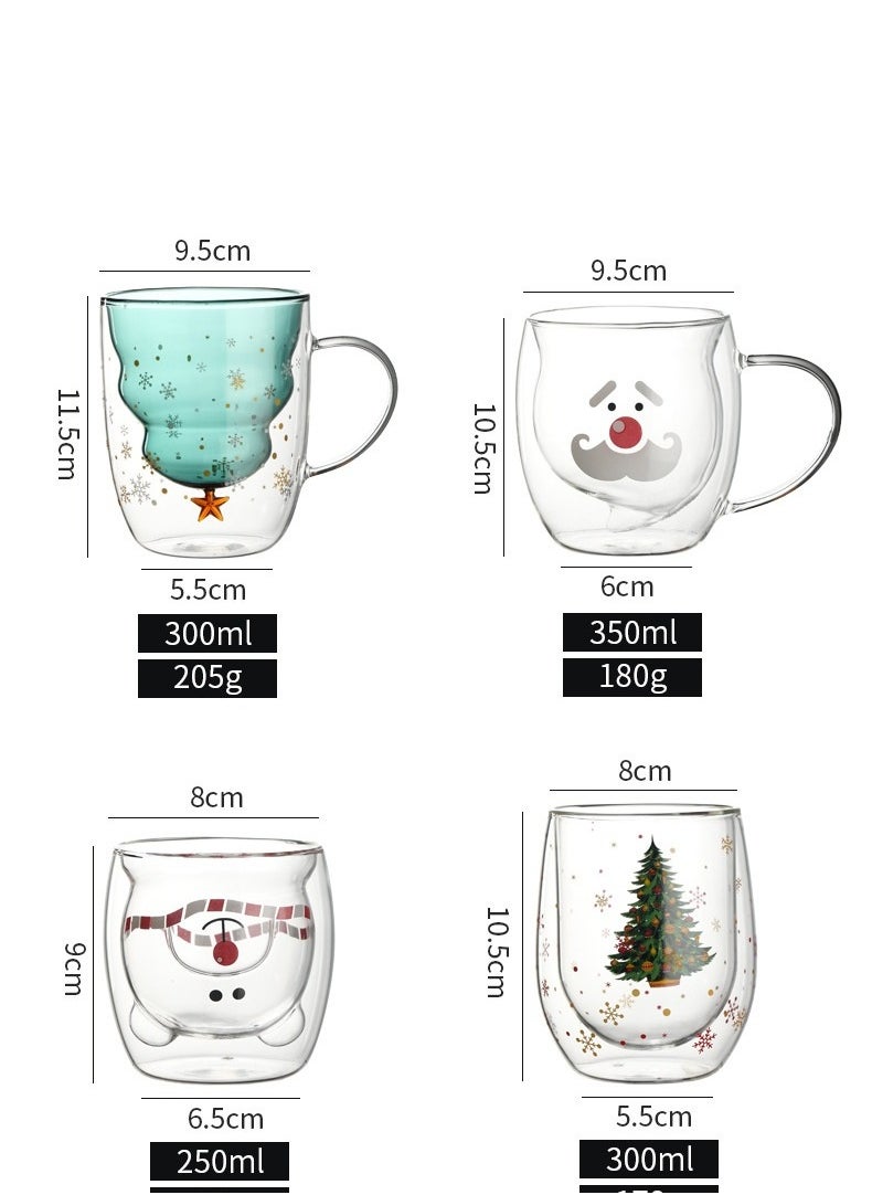 High Borosilicate Insulated Double-layer Cup With Handle Christmas Tree Wish Cup