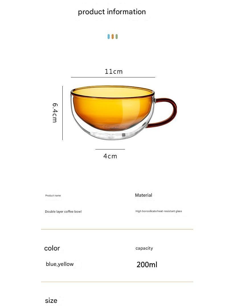 Double Layered Glass Cups For Insulated Women's Household Use Heat-resistant Milk Coffee Cups Flower Tea Water Cups Colored Glass Cups