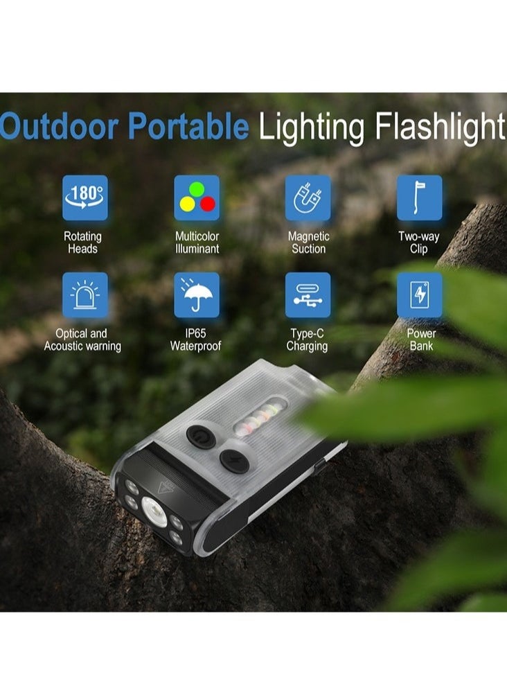 V30 LED Keychain EDC Fluorescence Flashlight Clip Warm Work Light Type-C Rechargeable Torch Magnet Camping Pocket Lantern