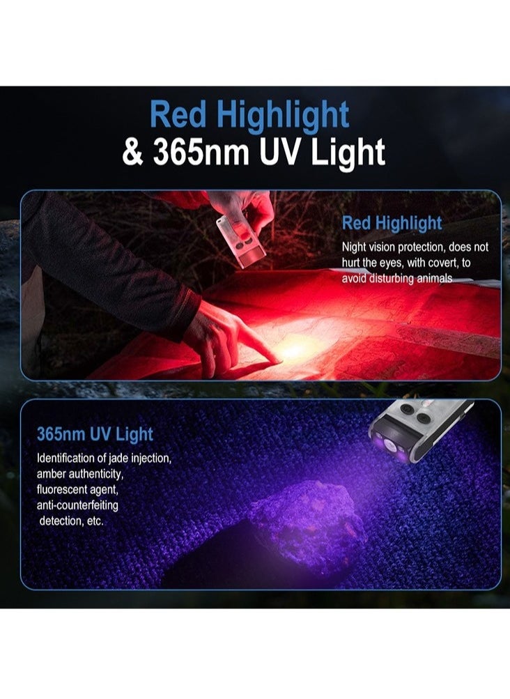 V30 LED Keychain EDC Fluorescence Flashlight Clip Warm Work Light Type-C Rechargeable Torch Magnet Camping Pocket Lantern