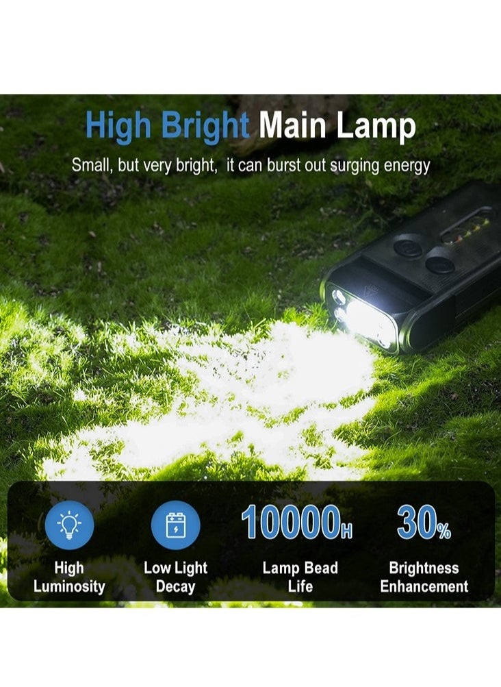 V30 LED Keychain EDC Fluorescence Flashlight Clip Warm Work Light Type-C Rechargeable Torch Magnet Camping Pocket Lantern