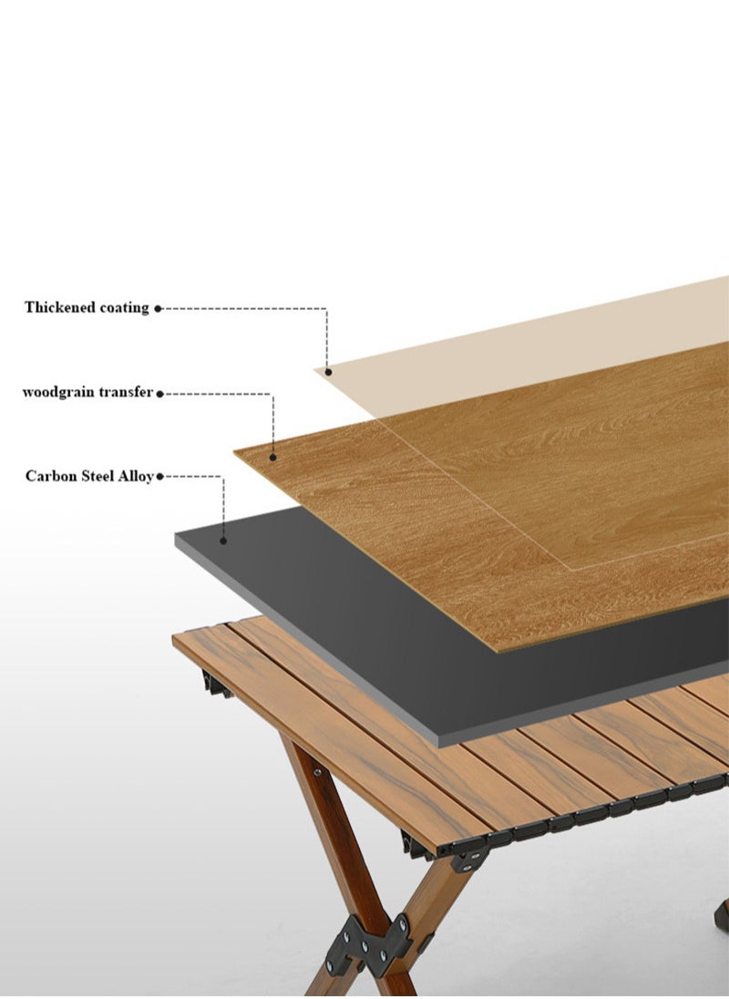 Simple and Portable Carbon Steel Egg Roll Table Folding Table for 1-2 People, Suitable for Camping, Seaside, and Outdoor Activities 60*60*45CM