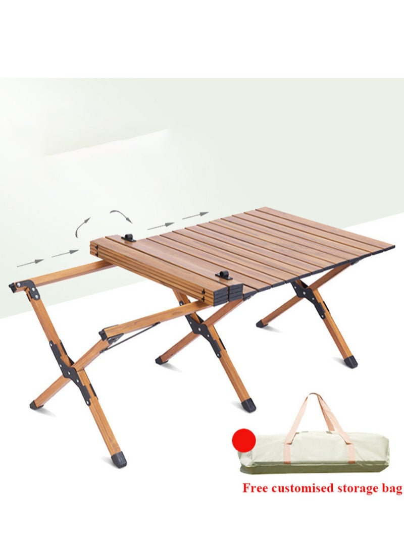 Simple and Portable Carbon Steel Egg Roll Table Folding Table for 1-2 People, Suitable for Camping, Seaside, and Outdoor Activities 60*60*45CM
