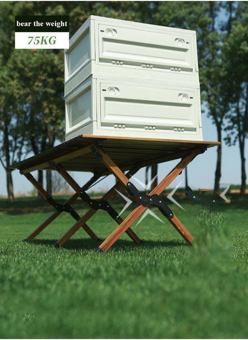 Simple and Portable Carbon Steel Egg Roll Table Folding Table for 1-2 People, Suitable for Camping, Seaside, and Outdoor Activities 60*60*45CM