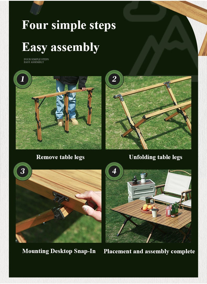 Simple and Portable Carbon Steel Egg Roll Table Folding Table for 1-2 People, Suitable for Camping, Seaside, and Outdoor Activities 60*60*45CM