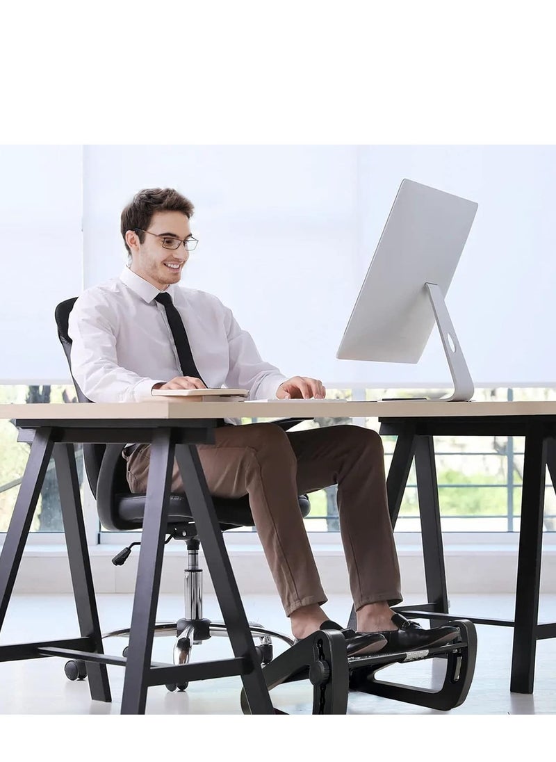 Foot Rest Under Desk at Work , Ergonomic 6-Height Adjustable footrest with Massage Rollers Black