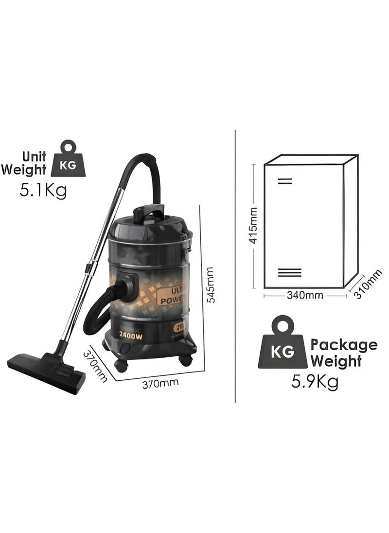 Drum Vacuum Cleaner with Powerful Suction 21L with High-Efficiency Motor, Multi-Surface Cleaning, Lightweight & Portable Design for Home, Office, and Garage