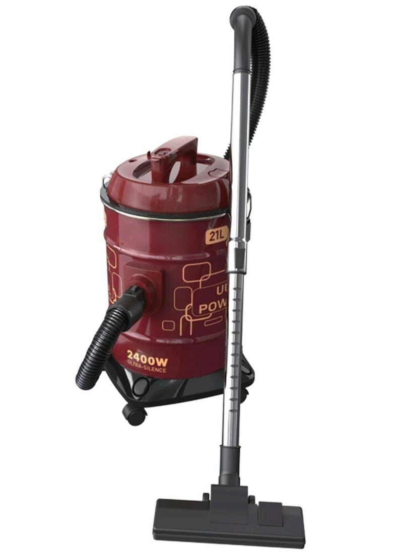 Drum Vacuum Cleaner with Powerful Suction 21L with High Efficiency Motor, Multi-Surface Cleaning, Lightweight & Portable Design for Home, Office, and Garage