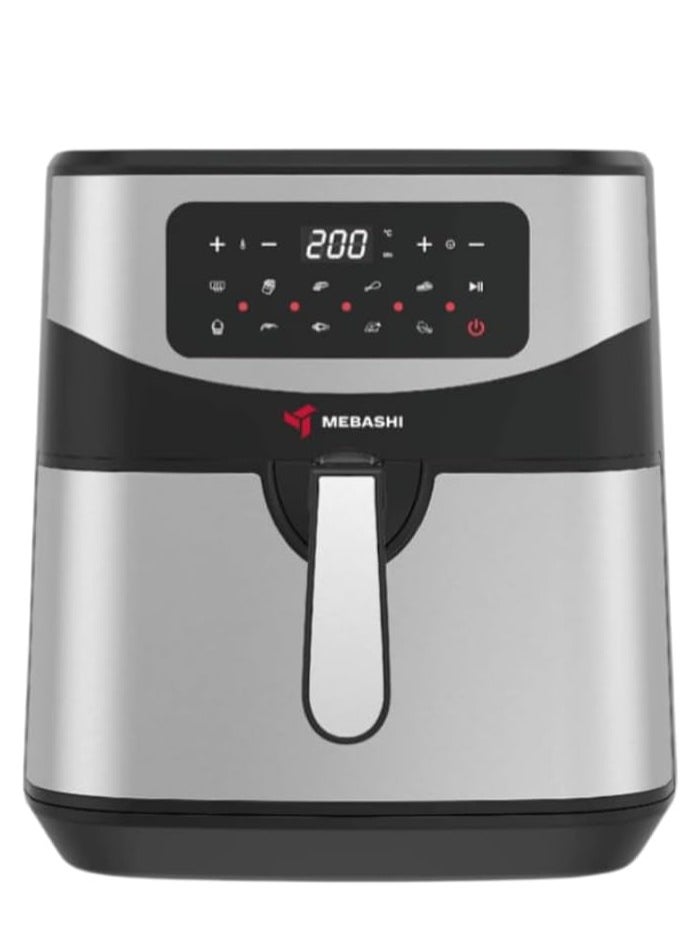 MEBASHI Air Fryer, 9.2L Outer Pot, 7.0L Inner Basket, Digital Touch Screen, 10 Preset Programs, 1600-1800W, Black-Silver (ME-AF959)