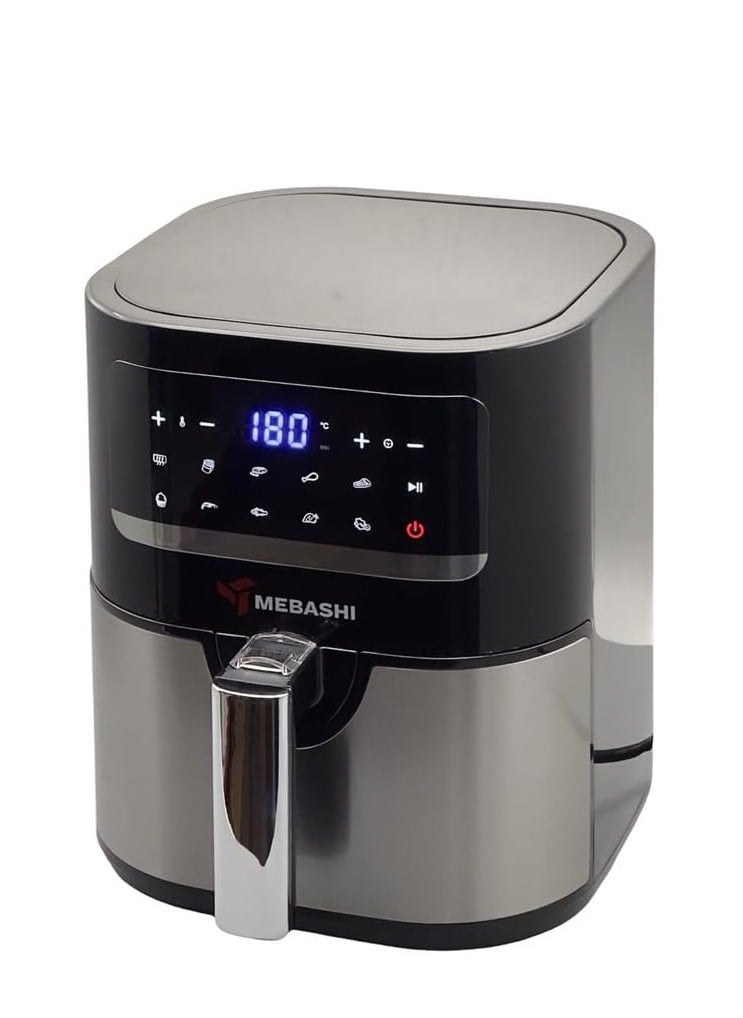 MEBASHI Air Fryer, 1600W 4.5L Capacity, Air Fryer Digital Display, 10 Pre-Set Cooking Programs, Non-Stick Coated Pot, Black Steel (ME-AF984)