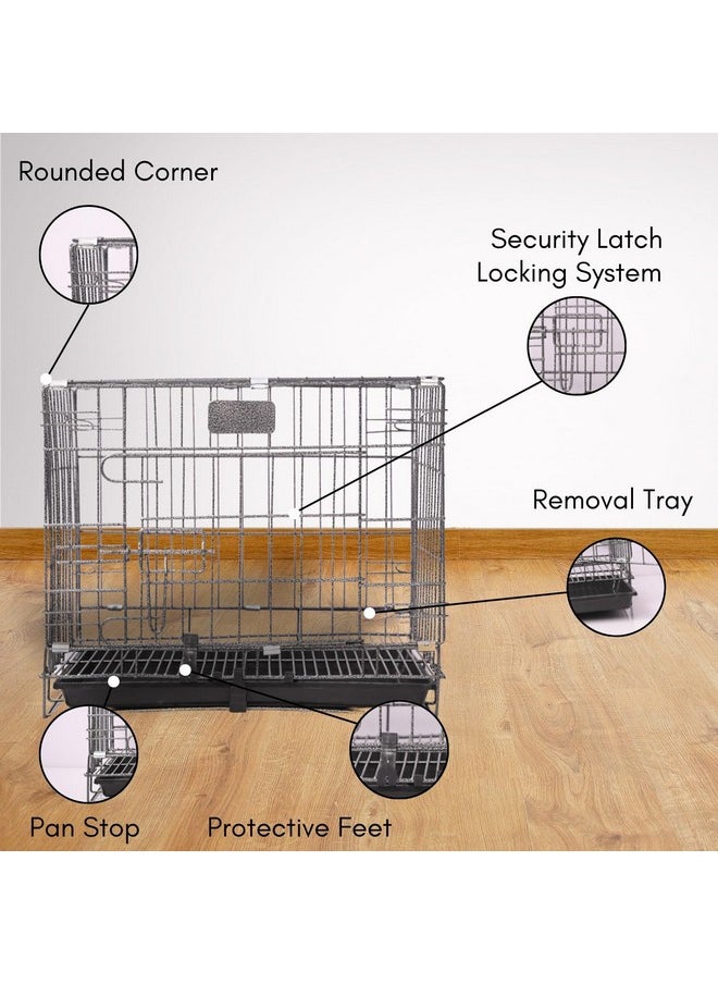 Silver Black Cage/Crate/Kennel With Removable Tray For Dogs/Cats, (18Inch)