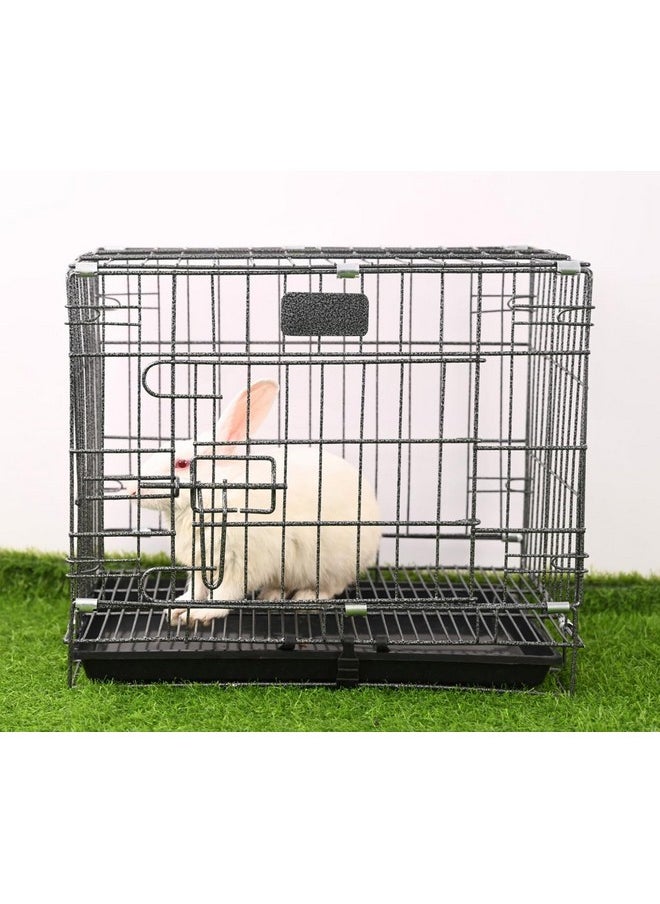 Silver Black Cage/Crate/Kennel With Removable Tray For Dogs/Cats, (18Inch)