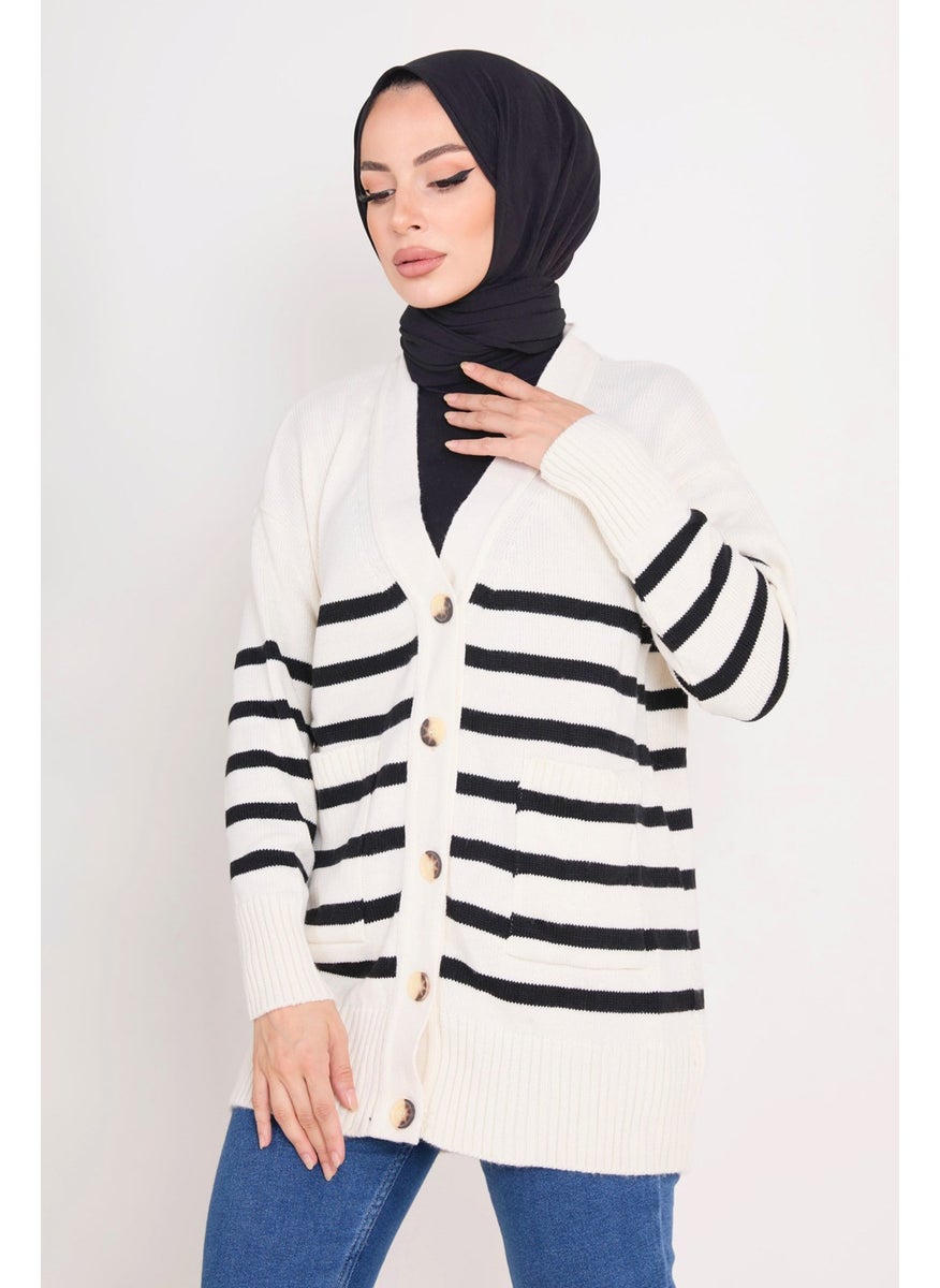 23376-WHITE Knitwear Cardigan